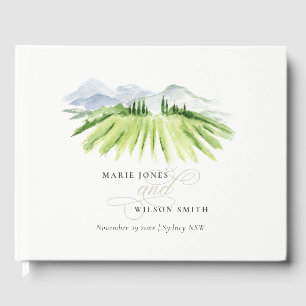 Elegant Rustic Winery Vineyard Mountain Bröllop Gästböcker