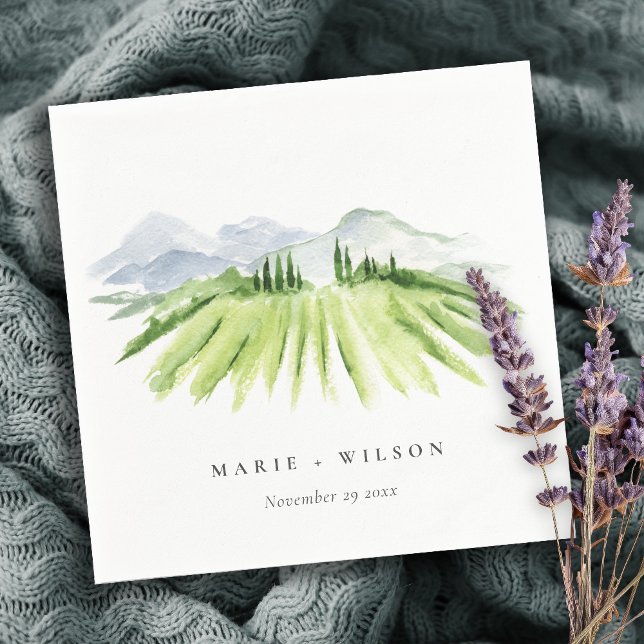 Elegant Rustic Winery Vineyard Mountain Bröllop Pappersservett (Skapare uppladdad)