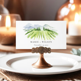Elegant Rustic Winery Vineyard Mountain Bröllop Placeringskort