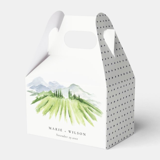 Elegant Rustic Winery Vineyard Mountain Bröllop Presentaskar (Framsidan Sidan)