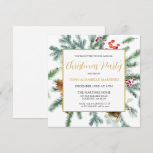 Elegant Rustic Winter Botanical jul Party Inbjudningar