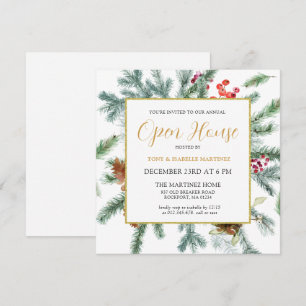 Elegant Rustic Winter Botanical Open House-inbjuda Inbjudningar