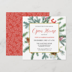 Elegant Rustic Winter Botanical Open House Inbjudningar