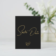Elegant Rustic Wood Black and Shiny Save Date