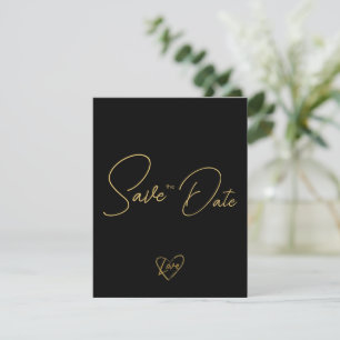 Elegant Rustic Wood Black and Shiny Save Date Anteckningskort