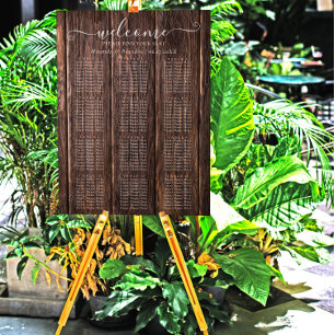 Elegant Rustic Wood Bröllop Sittdiagram Poster