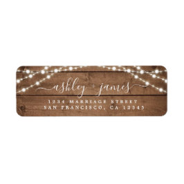 Elegant Rustic Wood Ljus Bröllop Returadress Etikett