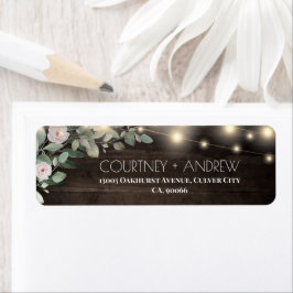 Elegant Rustic Wood String Ljus Boho Greenery Returadress Etikett