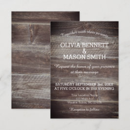 Elegant Rustic Wood textured Bröllop Card Inbjudningar