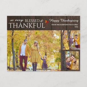 Elegant Rustic Wood thanksgiving family 3 foto Helg Vykort