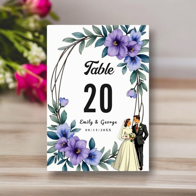 Elegant Rustig Blommigt Utandning Groom Bröllop Bordsnummer (Skapare uppladdad)