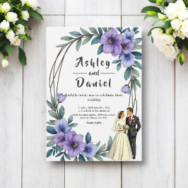 Elegant Rustig Blommigt Utandning Groom Bröllop Inbjudningar