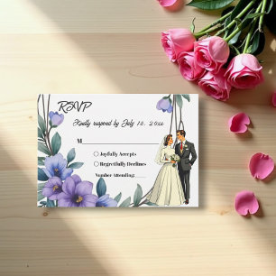 Elegant Rustig Blommigt Utandning Groom Bröllop OSA Kort
