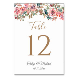 Elegant Rustig damm rosa blomma bröllop Bordsnummer