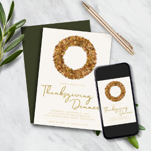 Elegant Rustig Thanksgiving Utandning Gold Foil Inbjudningar