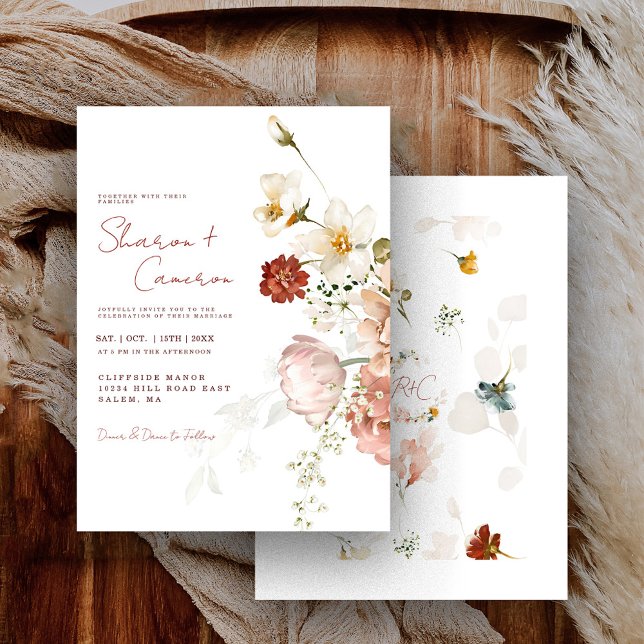 Elegant Rustik Akvarell Boho Blommig Trädgård Bröl (Skapare uppladdad)