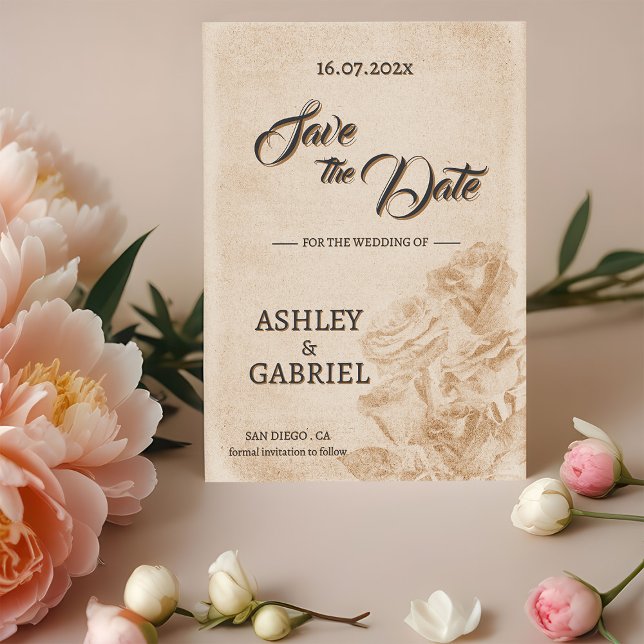 Elegant Rustik Blommig Bröllopsdesign för Save The Spara Datumet (Elegant Rustic Floral Wedding Save The Date Design)