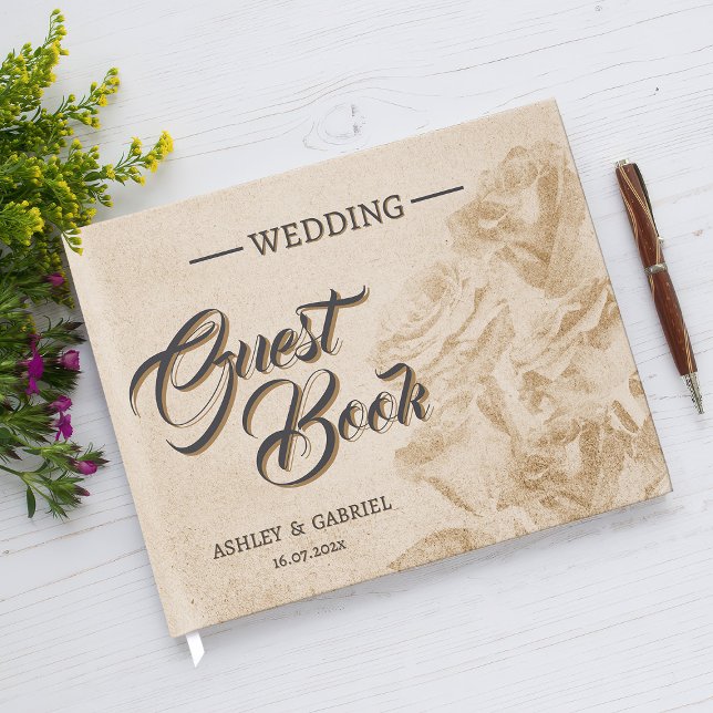 Elegant Rustik Blommig Bröllopsgästbok Design Gästböcker (Elegant Rustic Floral Wedding Guest Book Design)