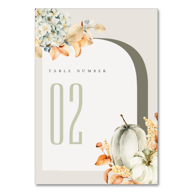 Elegant Rustik Blommigt för höstpumpa Bordsnummer (Framsidan)