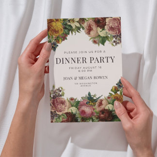 Elegant rustik blomsterinbjudan till middagsfest inbjudningar