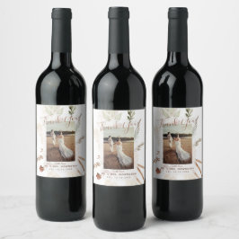 Elegant Rustik Boho Pampas Vin Etikett