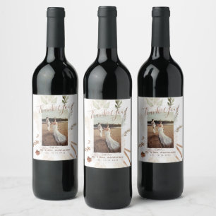 Elegant Rustik Boho Pampas Vin Etikett
