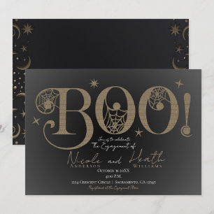 Elegant Rustik BOO Magisk Halloween Förlovning Inbjudningar