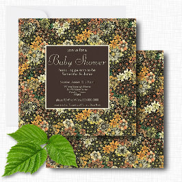 Elegant Rustik Brun Botanisk Blommig Bebis Shower Inbjudningar