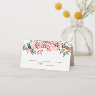 Elegant rustik dammig rosa blomster kinesisk bröll placeringskort