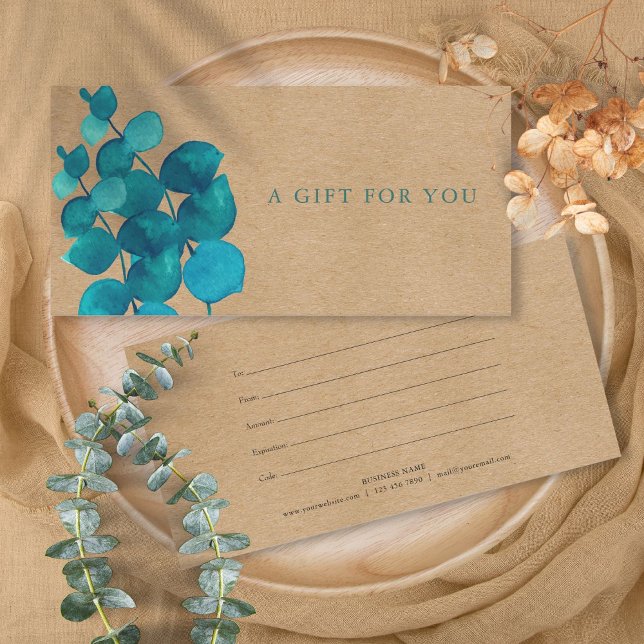 Elegant Rustik Eukalyptusblad Presentkort (Elegant Rustic Eucalyptus Leaves Gift Certificate)