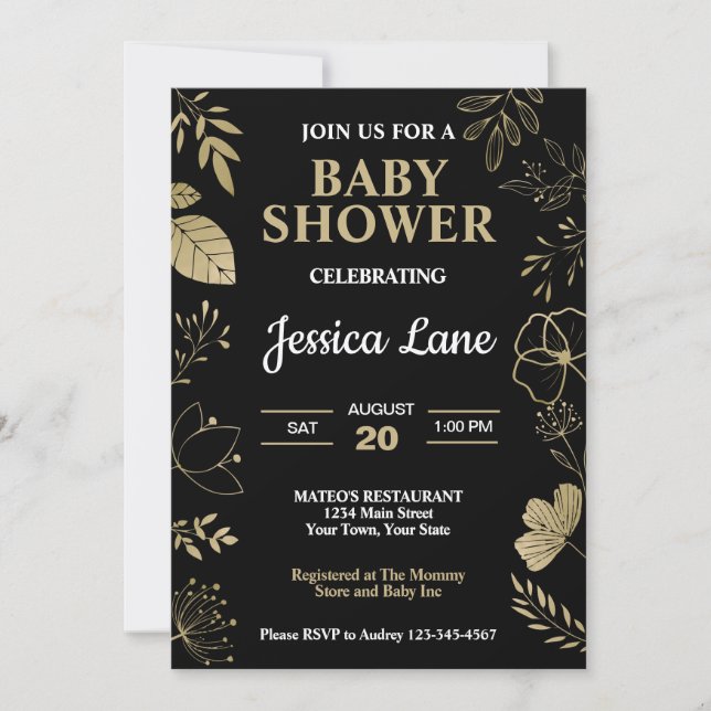 Elegant Rustik Floral Bebis Shower Inbjudningar (Framsida)