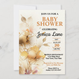 Elegant Rustik Floral Bebis Shower Inbjudningar