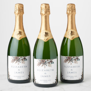 Elegant Rustik Floral Skog Tallbarrs Kottar Bröllo