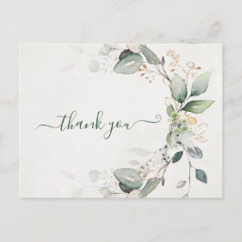 Elegant Rustik Guld Grönska Eukalyptus Modern Vykort