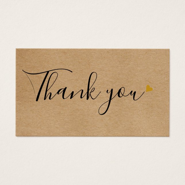 Elegant Rustik Guld Hjärtformad Skript Presentkort Visitkort (Framsidan)