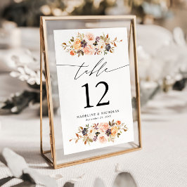 Elegant Rustik Höst Blommig Bröllop Bordsnummer