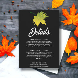Elegant Rustik Höst löv, svart och vit Bröllop Tilläggskort