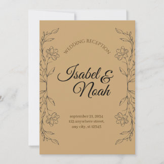 Elegant Rustik Kraft Blommig Bröllopsinbjudan Inbjudningar