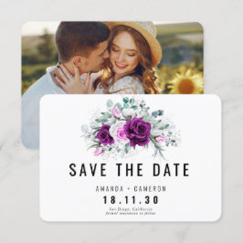 Elegant Rustik Lila Blush Blommig Spara Datum Inbjudningar