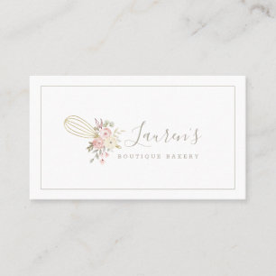 Elegant Rustik Logotyp för Hembageri med Blommotiv Visitkort