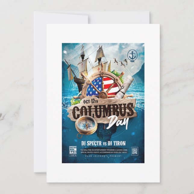 Elegant & Rustik Modern Columbus Day-inbjudan  Inbjudningar (Framsida)