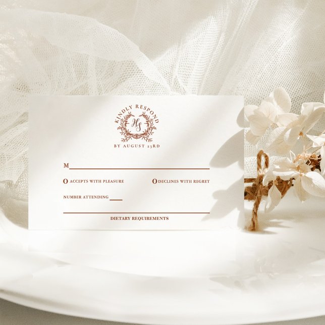 Elegant Rustik Monogram Botanisk Vapen Bröllop OSA Kort (Skapare uppladdad)