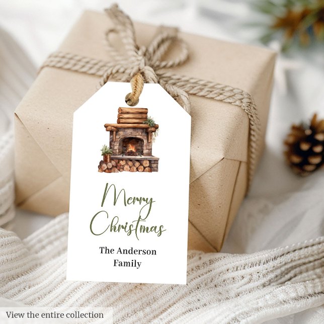 Elegant Rustik Mysig Neutral Jordnära Minimal Akva Presentetikett (Rustic Cozy Neutral Earthy Minimal Watercolor Gift Tag)
