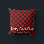 Elegant Rustik plaid snowflake personlig Kudde<br><div class="desc">Rödfläckar och svart land med snö-flingans accent personaliserar kudden i helgdag.</div>
