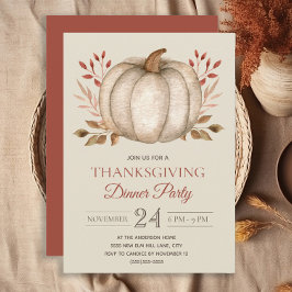 Elegant Rustik Pumpa Thanksgiving Middagsparty   Inbjudningar