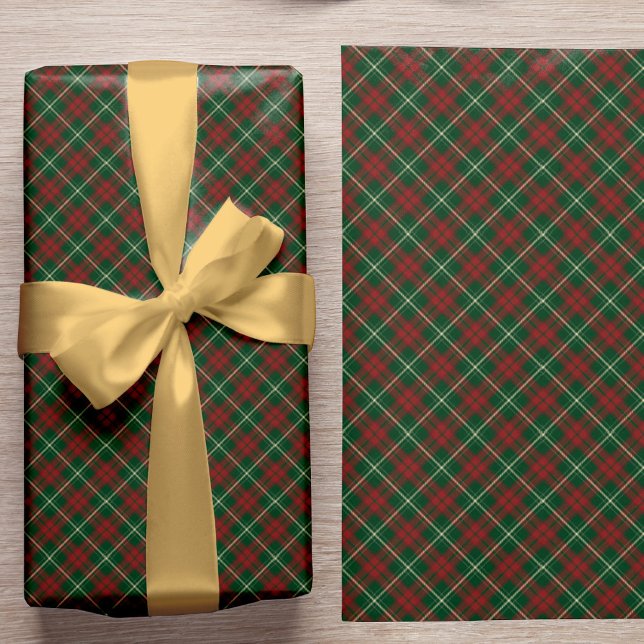 Elegant rustik röd grön rutig klassisk jul presentpapper (The ribbon can be purchased separately - please see the collection)