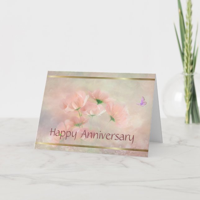 Elegant Rustik Rosa Bröllopskort med Blommor Kort (Framsida)