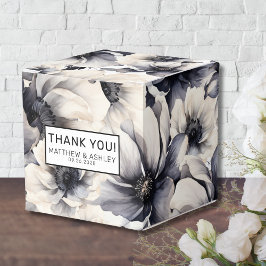 Elegant Rustik Svart Vitt Blommigt Bröllop Presentaskar