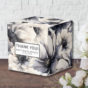 Elegant Rustik Svart Vitt Blommigt Bröllop Presentaskar