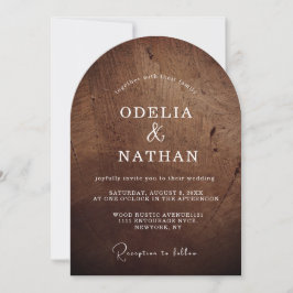 Elegant rustik textur av trästruktur välvd bröllop inbjudningar